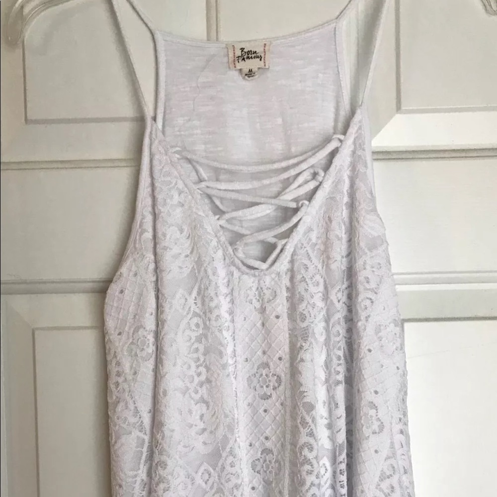 New! Born Famous white tank top size M